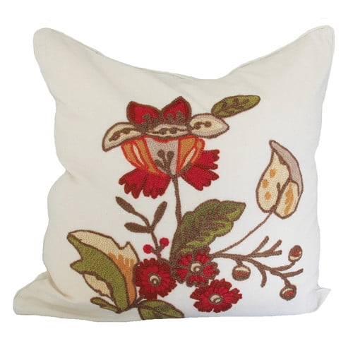 Blue Xia Home Fashions Feather Filled Flower Embroidery Collection Decorative Pillow 18 by 18-Inch Blue Xia Home Fashions Feather Filled Flower Embroidery Collection Decorative Pillow 18 by 18-Inch